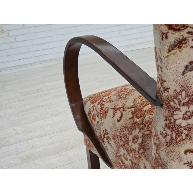 Art Deco Danish Armchair in Furniture Velour and Beech Wood, 1950s For Sale - Image 15 of 18