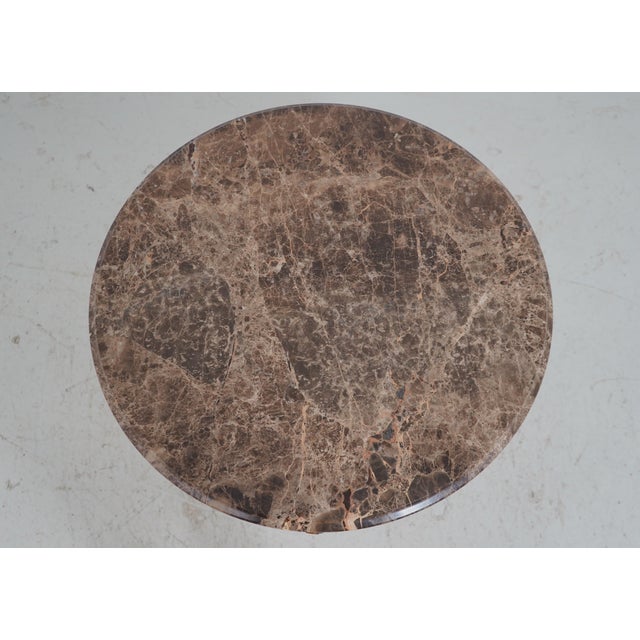 Pair Century Round Marble Top Iron Base Lamp Tables For Sale In Philadelphia - Image 6 of 18