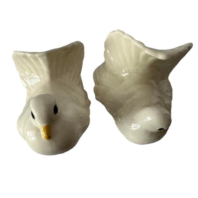 Ceramic Vintage Late 20th Century Ceramic “Love Birds” Doves- Set of 2 For Sale - Image 7 of 11