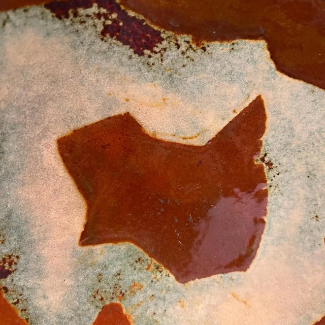 1960s 1960s Modernist Abstract Copper Enamel Plate Organic Design Brown and Gold For Sale - Image 5 of 10