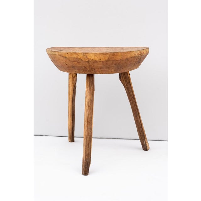 Pair of elm milking stools, made in italy, 1850. Extraordinary pair of milking stools, mid-19th century, in elm wood made...