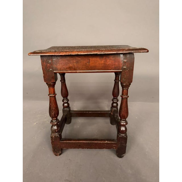 Brown 18th Century Country English Oak Low Stool, Circa 1780 For Sale - Image 8 of 13