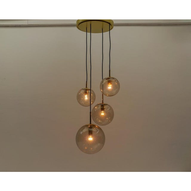 Mid-Century Modern Cascade Lamp with Four Smoked Hand-Blown Spheres from Glashütte Limburg, 1960s For Sale - Image 3 of 15