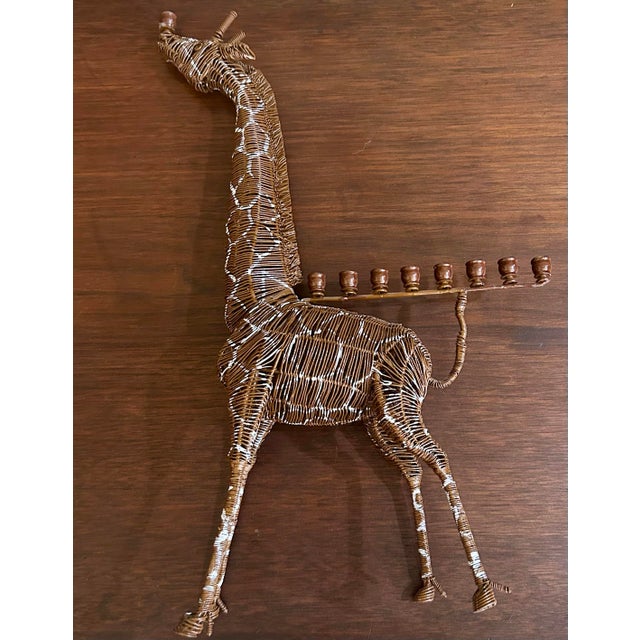 Contemporary Woven, Wire Giraffe Menorah, Sculpture, Late 20th Century For Sale - Image 3 of 12