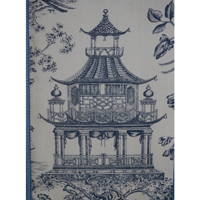 Stunning Chinoiserie Upholstered 6 Panel Folding Screen For Sale - Image 4 of 13