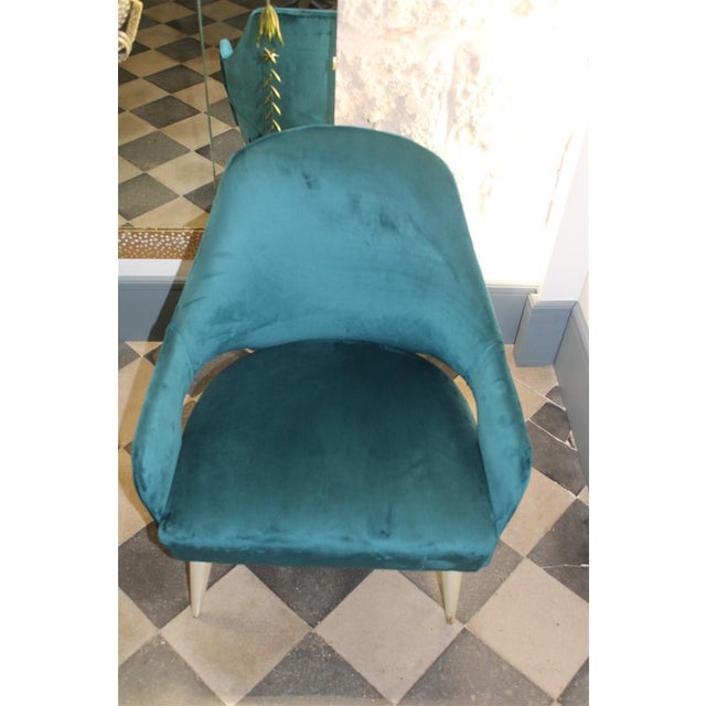 Mid-Century Modern Green Velvet Armchairs by Vittorio Dassi, Italy, 1950s, Set of 2 For Sale - Image 3 of 10