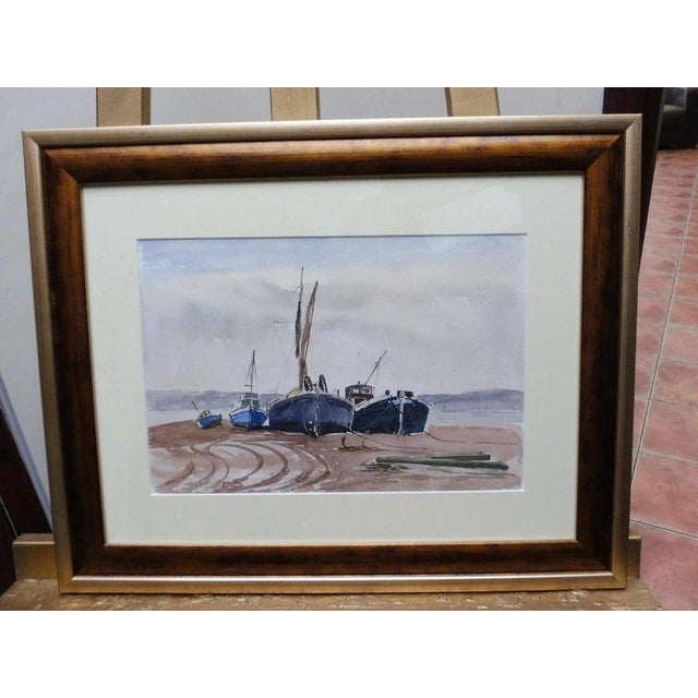 Paper Ronald Birch, Pin Mill, Suffolk, 1970s, Watercolour For Sale - Image 7 of 14