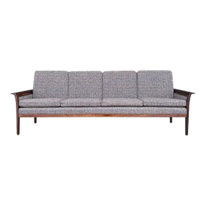 Hans Olsen Solid Rosewood Curved Arm Sofa