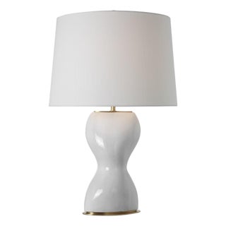 Thomas O'Brien by Visual Comfort Signature Misaki 28" Table Lamp in Veiled White with Linen Shade For Sale