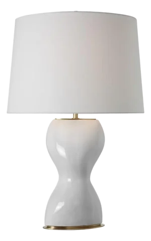 Thomas O'Brien by Visual Comfort Signature Misaki 28" Table Lamp in Veiled White with Linen Shade
