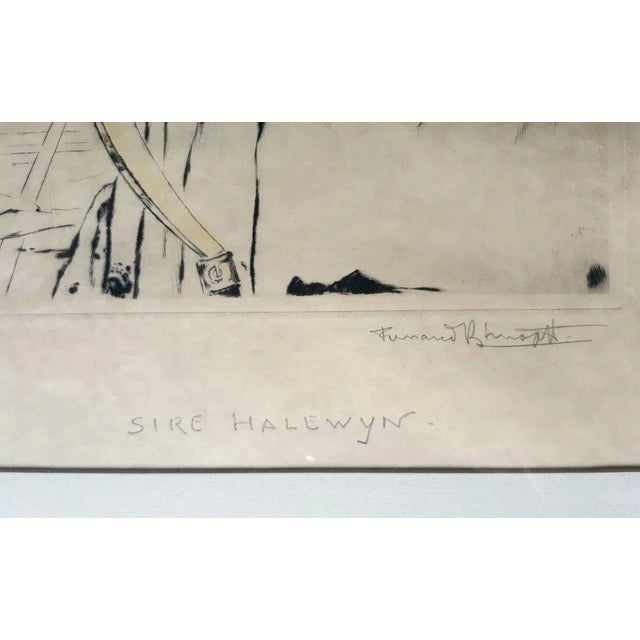 Sire Halewyn - Original Etching, Drypoint and Color Pencil by F. Khnopff - 1893 1893 For Sale - Image 3 of 4