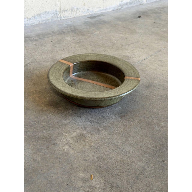 Danish Bjergård Green Ceramic Stripe Plate Mid-Century Modern 1960s For Sale - Image 10 of 10
