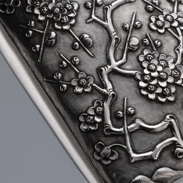 Antique Japanese Export Silver Cherry Blossom Hip Flask, 19th Century For Sale - Image 13 of 17