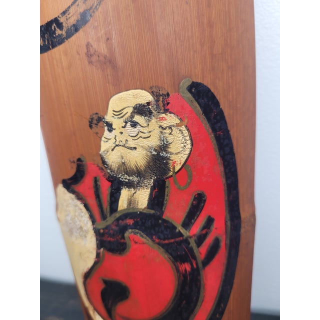 Mid 20th Century Japanese Hand-Painted Bamboo Wall Hanging - Daruma / Bodhidharma For Sale - Image 12 of 12