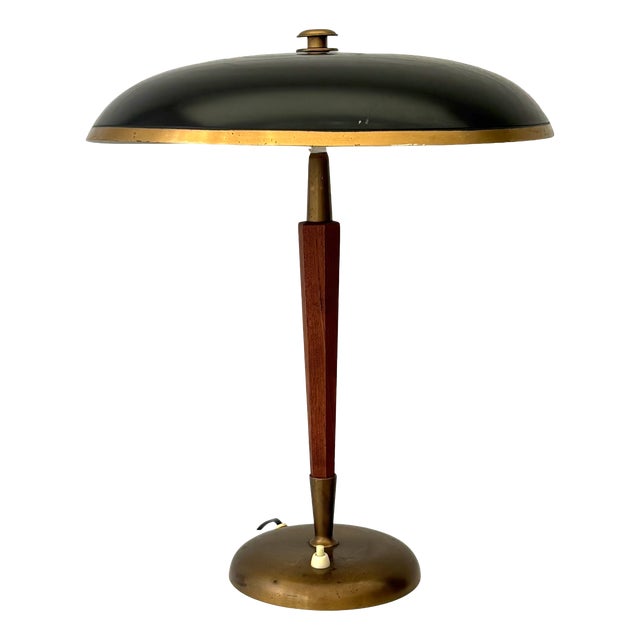 Scandinavian Model 8453 Desk Lamp in Brass and Teak from Boréns, Sweden, 1930s For Sale