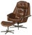 Vintage Danish Cognac Leather Lounge Chair & Stool by H. W. Klein For Sale