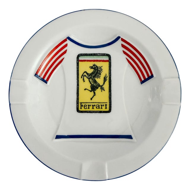 Vintage Italian Porcelain Ferrari Cavallino Rampante Ashtray / Valet Tray For Sale