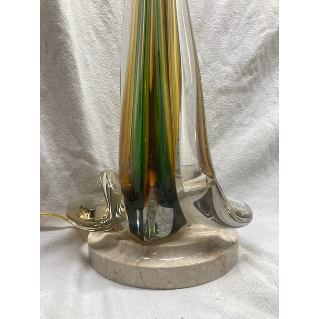 Metal 1960s Mid-Century Modern Murano Style Glass Table Lamp For Sale - Image 7 of 9