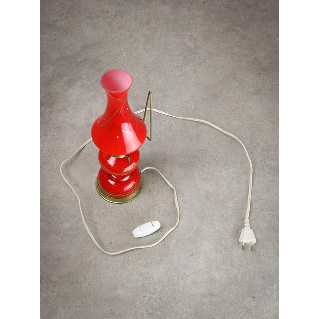 Mid-Century Italian Red Glass and Brass Table / Wall Lamp For Sale - Image 11 of 12