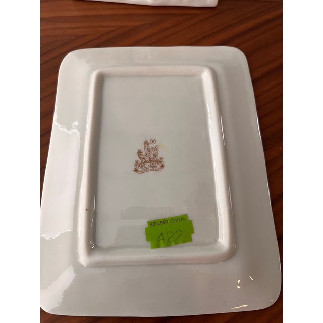 1980s Belleek Irish Cottage Covered Butter Dish 7th Gold/Brown Mark For Sale - Image 9 of 10