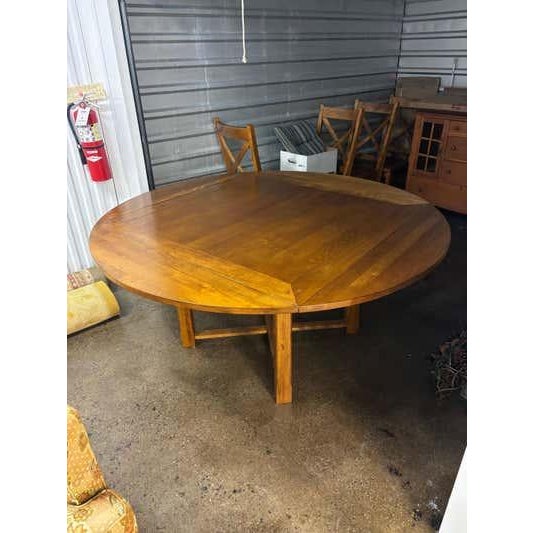Expandable Wood Dining Table, Light Walnut Stain, Modern Design, 1990 For Sale - Image 15 of 17