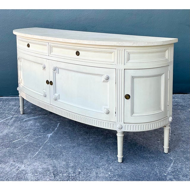 Wood Vintage Neoclassical Demilune Sideboard For Sale - Image 7 of 12