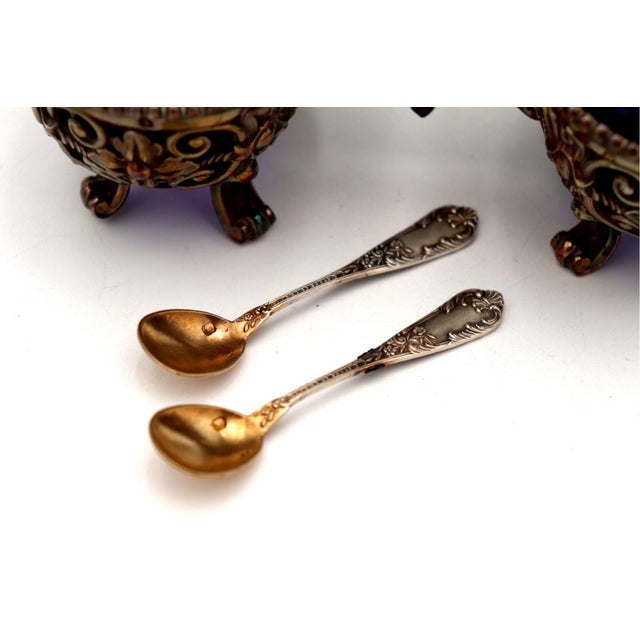 Pearlescent Silver Salt and Pepper Shakers with Cutouts, Set of 4 For Sale - Image 4 of 6