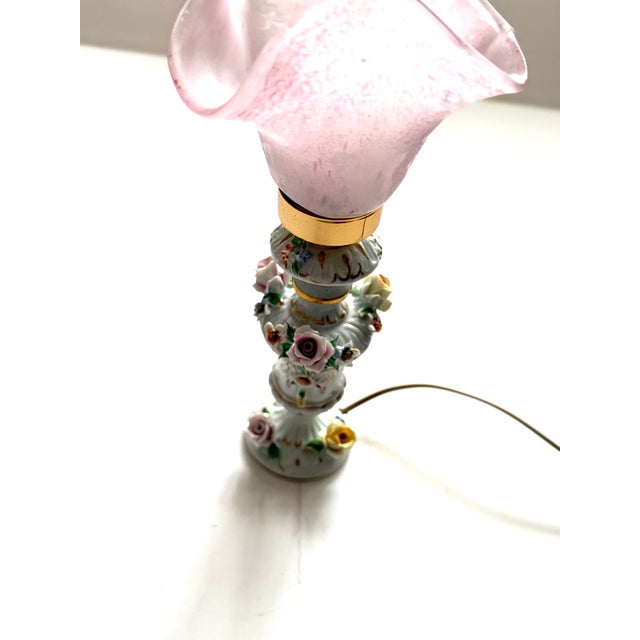 Porcelain Table Lamp with Glass Shade from Capodimonte, 1960s For Sale - Image 12 of 18