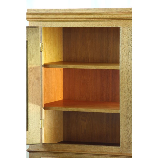 1960s Vintage Oak Brutalist Display Cabinet with Leaded Glass in the style of Kjærnulf, Denmark, 1960s For Sale - Image 5 of 18