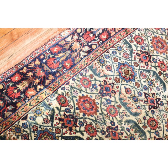 Antique Zabihi Collection Ivory Field Persian Bidjar Gallery Rug - 5'9" x 11' For Sale - Image 12 of 12