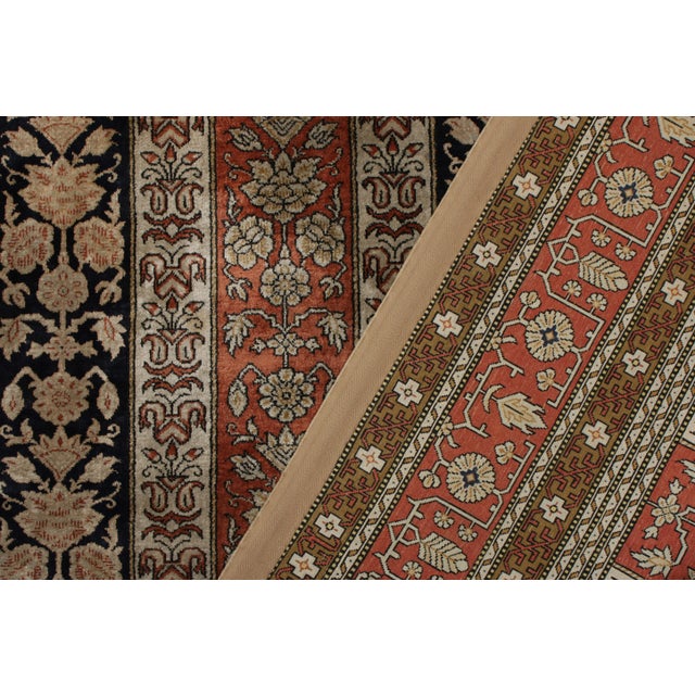 1950s Hand-Knotted Vintage Persian Qum Rug in Red and Beige-Brown Floral Pattern For Sale - Image 5 of 5