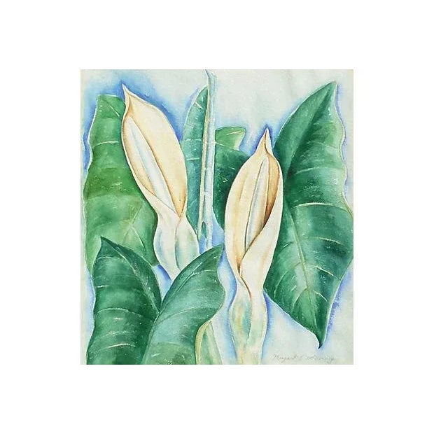 'Hawaiian Lilies' by Margaret McNerney, 1975; Modernist Botanical Study For Sale - Image 4 of 4