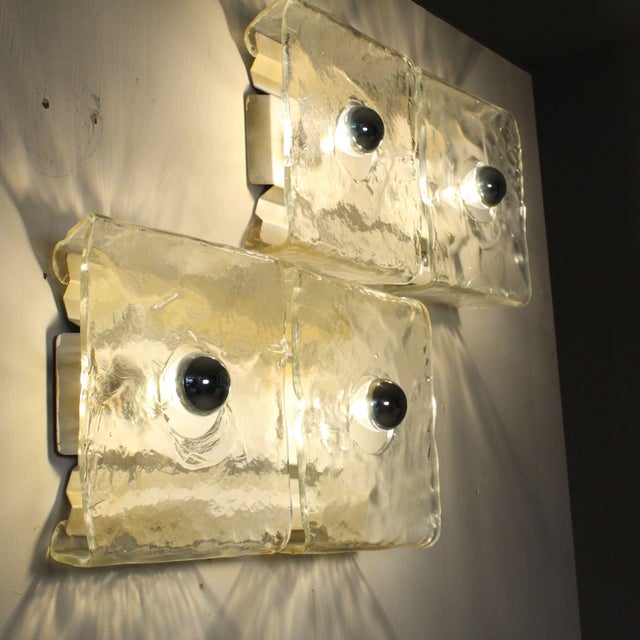 Glass Wall Lighs t by Carlo Nason Kalmar Franken, 1960s, Set of 2 For Sale - Image 3 of 13