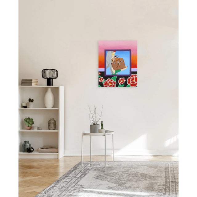 Textile Floral Pop Art Abstract Figurative Contemporary Painting "Baby Birkin" Original Artwork by Danny Brown For Sale - Image 7 of 9