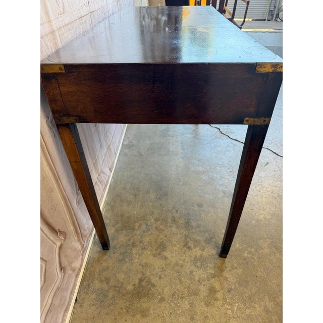 Antique English Campaign Console Desk - 3 Drawer Military Writing Table For Sale In Los Angeles - Image 6 of 16