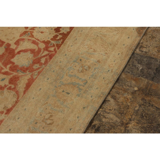 Antique Persian Tabriz in an All Over Beige,Blue,Orange Medallion Pattern For Sale In New York - Image 6 of 7