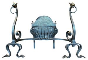 Large Gothic Wrought Iron Fire Grate, 1850s