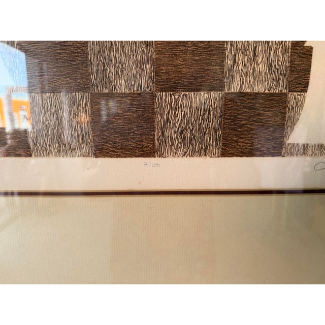 Brown Vintage Modernist “Chess” Signed & Numbered Limited Edition Print in Chrome Aluminum Frame For Sale - Image 8 of 12