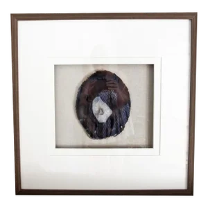 Contemporary Large Natural Agate With Driftwood Frame