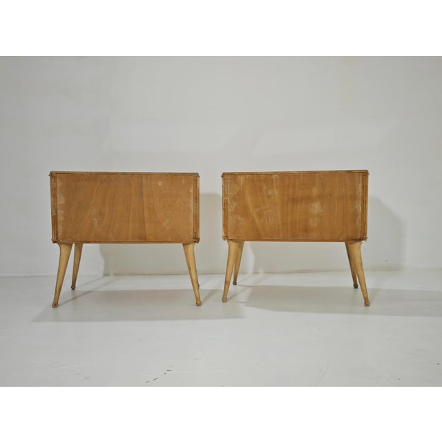 Mid-Century Modern Curved Light Wood Bedside Tables, Italy, 1950s, Set of 2 For Sale - Image 13 of 18