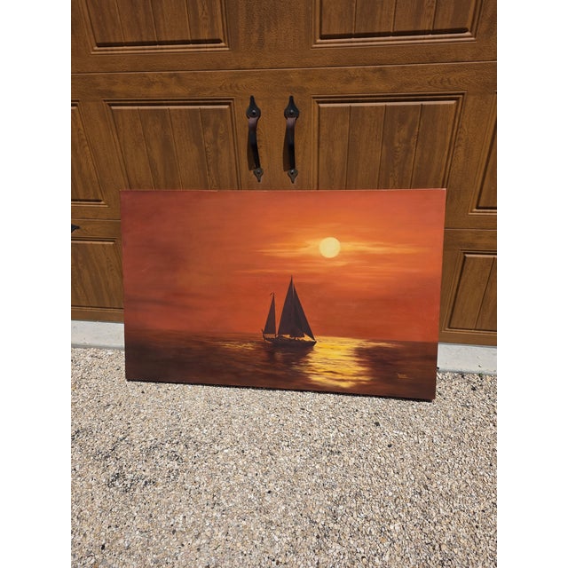 1980s Deane Olson Sailboat Painting For Sale - Image 5 of 11