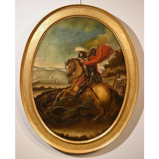 Follower of Raffaello Sanzio, Saint George & the Dragon, 1700, Oil on Canvas, Framed For Sale - Image 17 of 17
