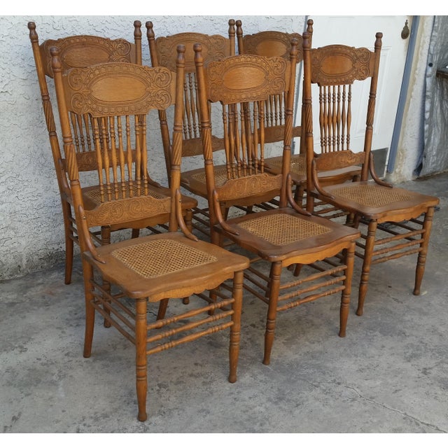 Victorian Larkin 1 Dining Double Pressed Back Chairs Set of 6 Chairish