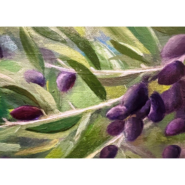 Impressionist “A Handful" Contemporary Impressionist Still Life of Olive Branches in Purple and Green by Mill Valley Artist Mary Anne McKernie For Sale - Image 3 of 6