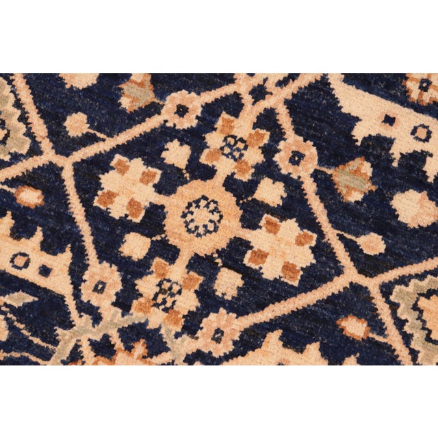 Classic Ziegler Blue Gold Hand-Knotted Wool Rug - 6'2'' X 9'2'' For Sale In New York - Image 6 of 8