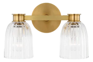AERIN for Visual Comfort Signature Asalea Double Sconce in Hand-Rubbed Antique Brass with Clear Glass
