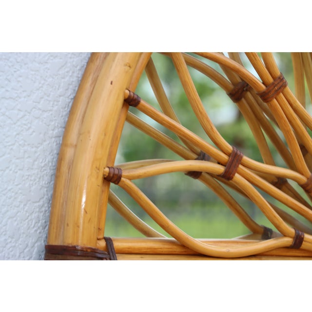 Oversize Dome Top Rattan and Bamboo Wall Mirror For Sale - Image 14 of 17