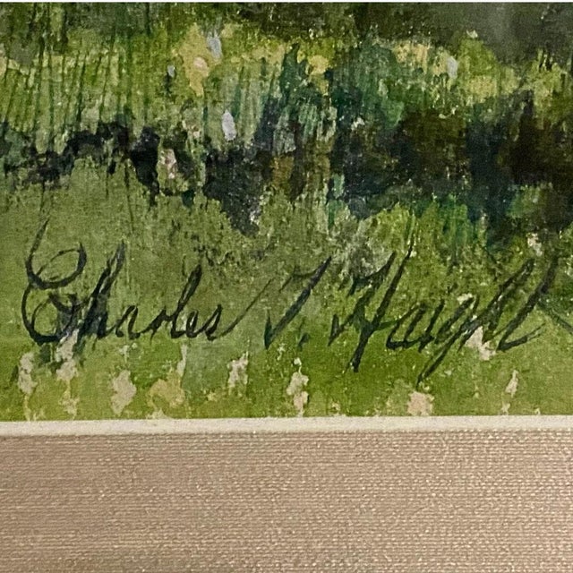 1970s Springtime Apple Trees a Watercolor and Gauche Painting by Charles T Haight, a Famous Interior Designer. For Sale In Savannah - Image 6 of 7