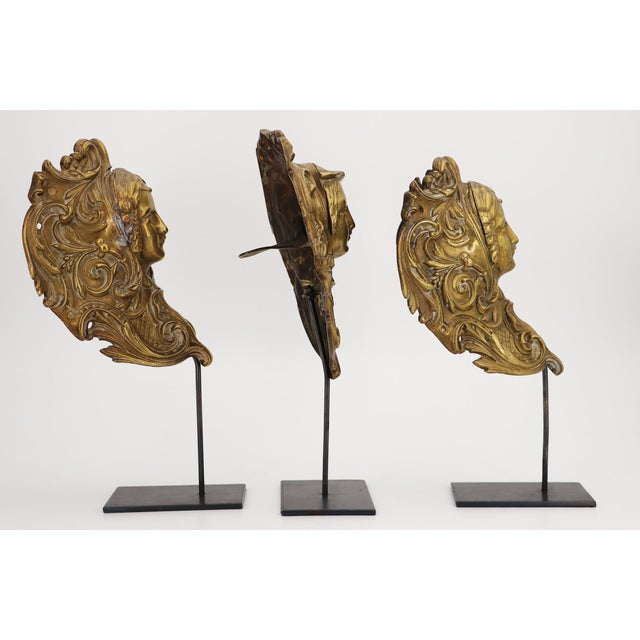 19th Century 19th Century Antique French Bronze Female Head Billiard Pockets - Three Pieces For Sale - Image 5 of 18