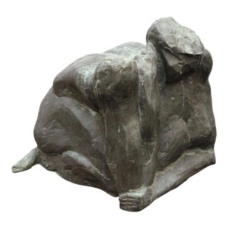 Modern Abstract Cast Bronze Female Sculpture For Sale